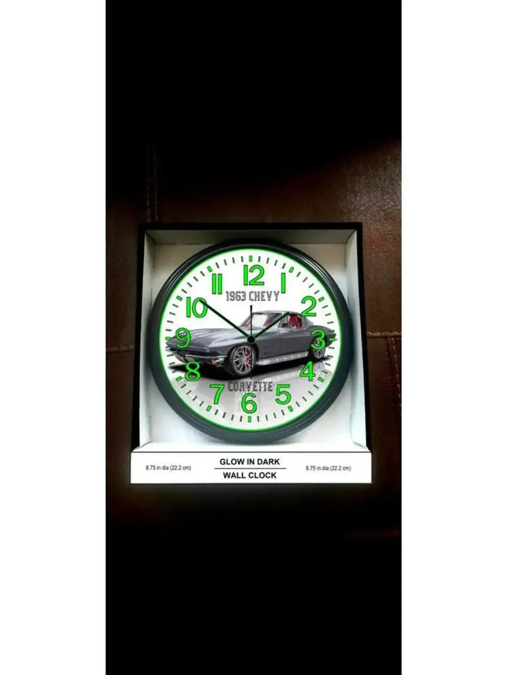 Glow in the Dark Wall Clock Chevy Corvette Camaro Spitfire Retro Army